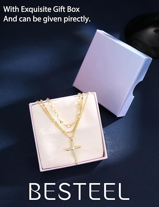 Besteel 3Pcs Dainty Layered Necklaces for Women - Paperclip Choker Necklace Stacks Set Trendy Simple Layering Chain Pendant Jewelry Non Tarnish Gifts