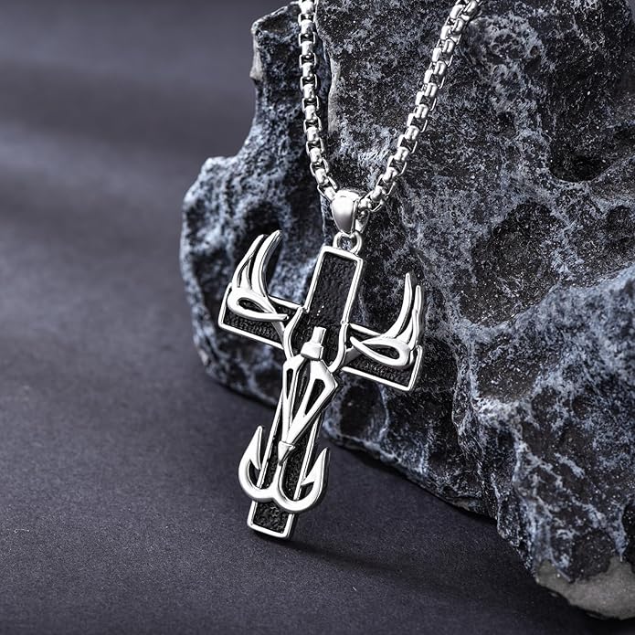 KoyeKei Cross Necklace for Men 925 Sterling Silver Celtic Cross Pendant Christian Jewelry Religious Christmas Gifts for Women