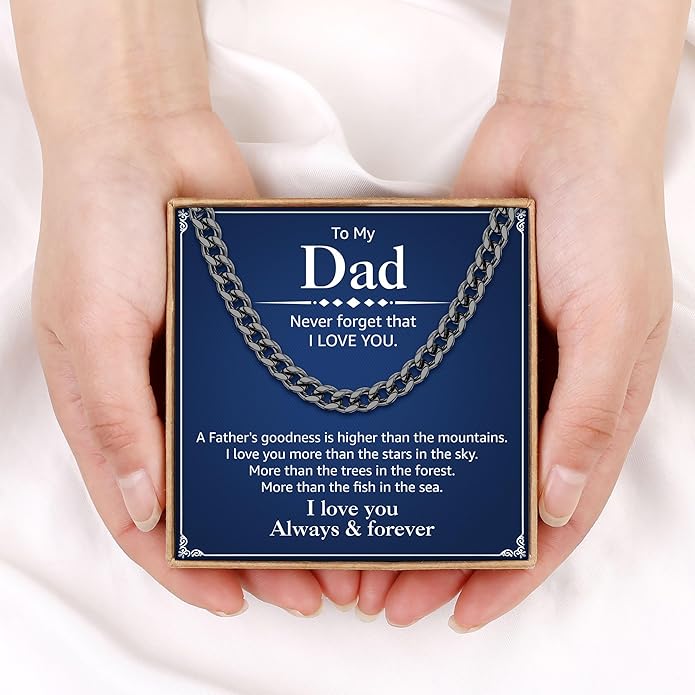PAERAPAK Cuban Link Chain Gifts for Men Him - Necklace Gifts for Husband Son Grandson, Anniversary Fathers Day Birthday Gift for Men Husband, 7mm Width Stainless Steel Cuban Chain Necklace Jewelry