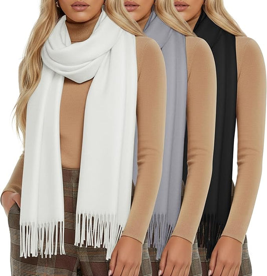Oakgarden 3 Pack Winter Scarf for Women Pashmina Scarves Shawl Wraps Bridesmaid Gifts for Evening Dresses
