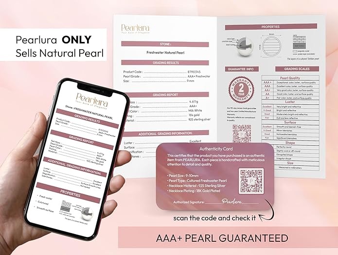 Gifts For Wife Wedding Anniversary - mothers day gifts for wife - AAA+ Real Pearl Necklaces For Women (18k Gold Platting 925 Sterling Silver) mothers necklace ideas Birthday Freshwater Pearl Necklace