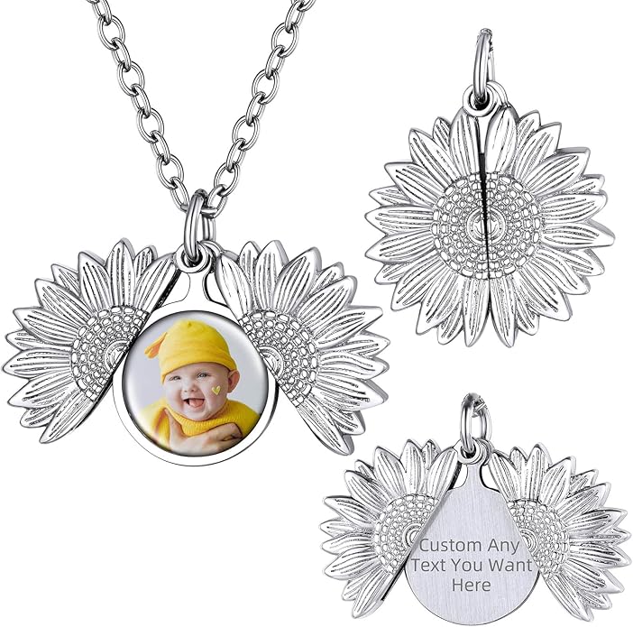 Supcare Locket Necklace That Holds Pictures-Engraved Photo Pendant Custom Jewellery Gifts for Men Women (with Jewellery Gift Box)