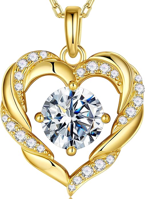 MOOSEA Christmas Gifts for Women Wife, 1-3 Carat D Color VVS1 Clarity Moissanite Heart Pendant Necklaces Anniversary Birthday Gifts for Wife Mom Daughter 925 Sterling Silver Necklace