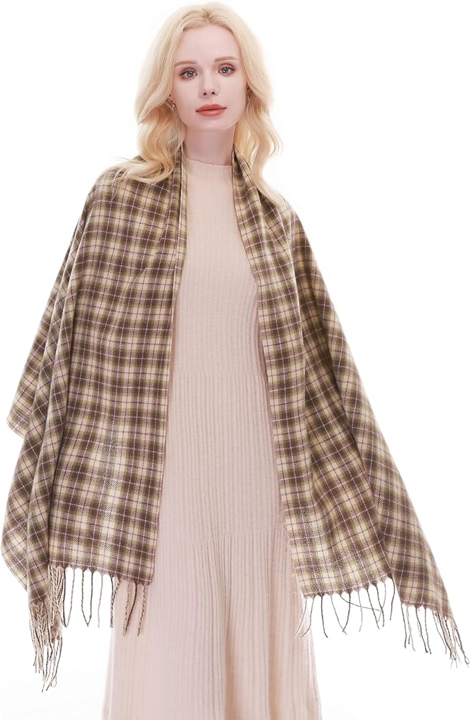 RIIQIICHY Plaid Scarf for Women Fall Winter Pashmina Scarves Wraps for Cold Weather Warm Large
