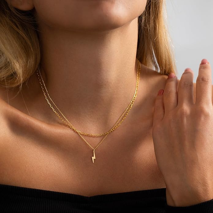 Gold Necklace for Women-14k Gold Plated Infinity Necklace Star Of David Necklace Evil Eye Cross Pendants Heart Dainty Gold Necklace For Women