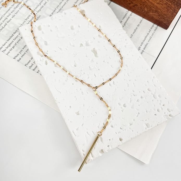 Irregular Y2k Long Y-shaped Necklace with Zircon Inlaid Sparkling Brick Tassel Pendant Double-Layer Chain High-end Fashion Accessory Women's