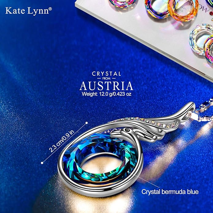 Kate Lynn "Rise From the Ashes Phoenix Necklace Made with Crystals from Austria, 18"+2" Necklace, Packaged with Jewelry Box, Birthday Gift for Women, Symbol of Luck and Renewal