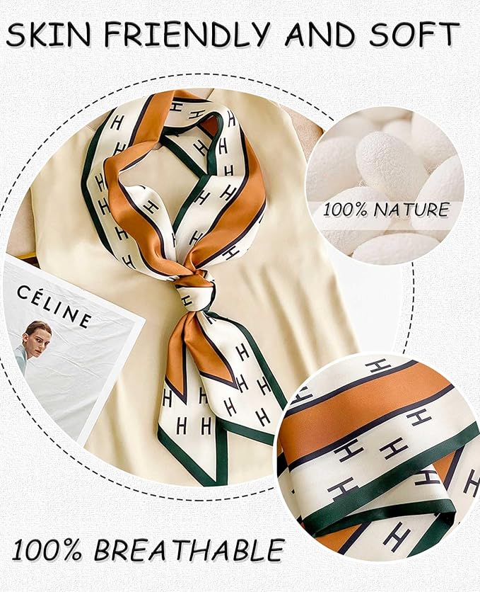 Dailyacc Hair Scarf for Women Fashion Silky Satin Headscarf Wrap Breathable Lightweight Neck Scarves For Handbag
