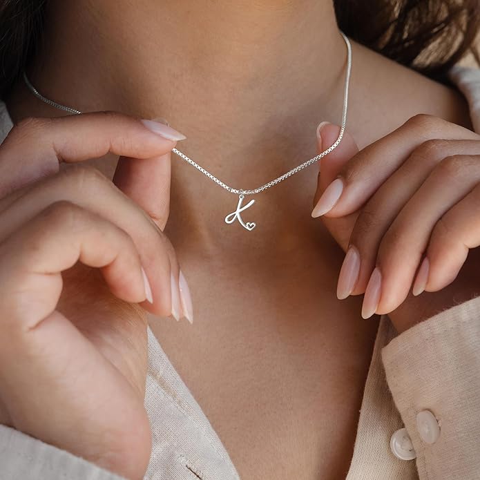 Initial Necklaces for Women Trendy, Dainty Silver Letter Necklace Cute Pendant Choker Name Necklace Personalized Costume Monogram Silver Jewelry Necklace for Women Valentines Gifts