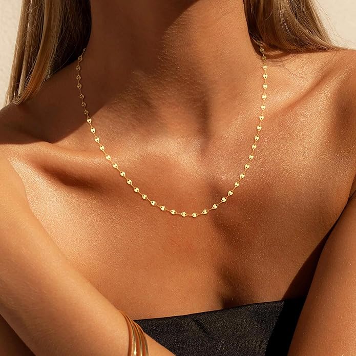 925 Sterling Silver Chain Necklace Link Chain Necklace for Women Simple Dainty 16K Gold Plated Necklace for Women Minimalist Waterproof Silver Necklace Trendy Jewelry Gifts