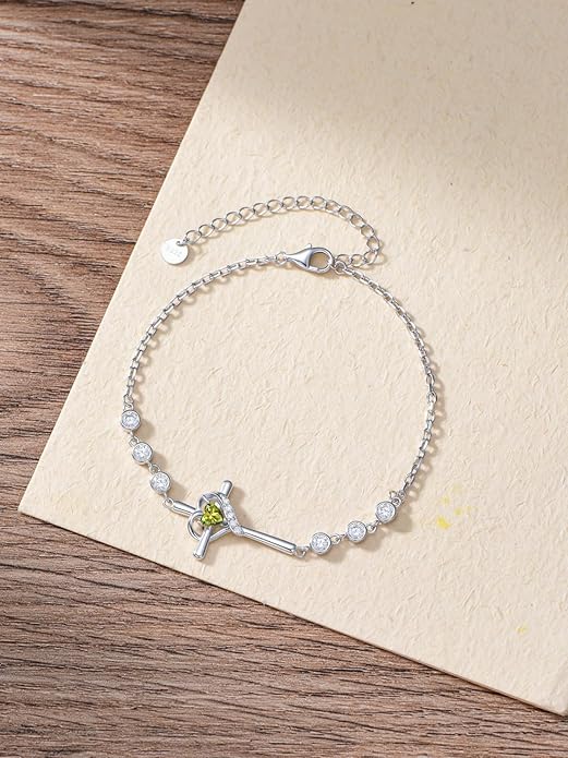 Cross Birthstone Charm Link Bracelet 925 Sterling Silver Cross Bracelet with 12 Months Birthstone Religious Christian Jewelry Gifts for Women Mom Her,Chain Length 7"+2" Extend