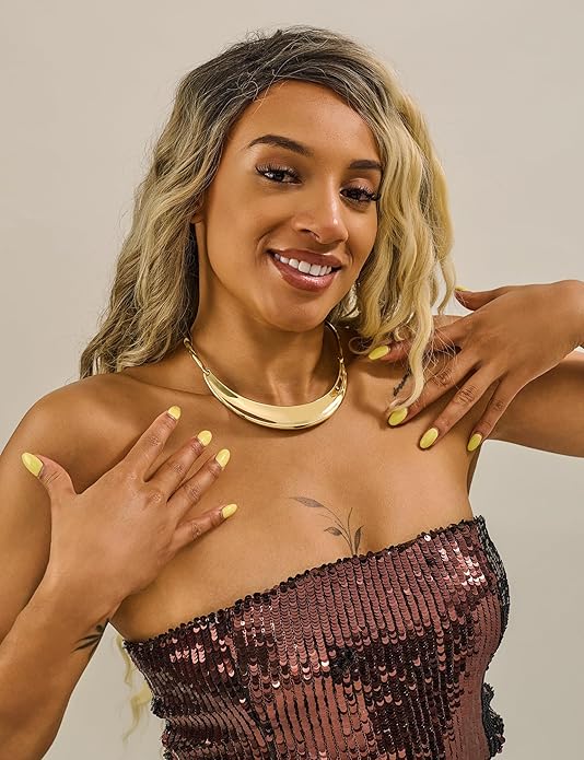 Chunky Gold Choker Collar Necklace for women Trendy Adjustable Gold Choker Necklace Statement Jewelry