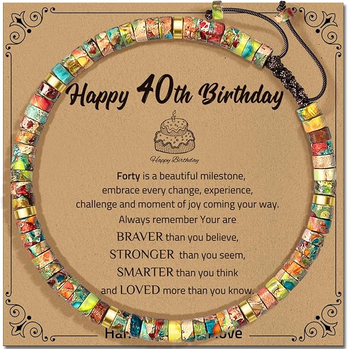 30th 40th 50th 60th 70th 80th Birthday Gifts for Women, Natural Stone Bracelet Birthday Gifts for Mom Daughter Grandma Sister Friends Coworker