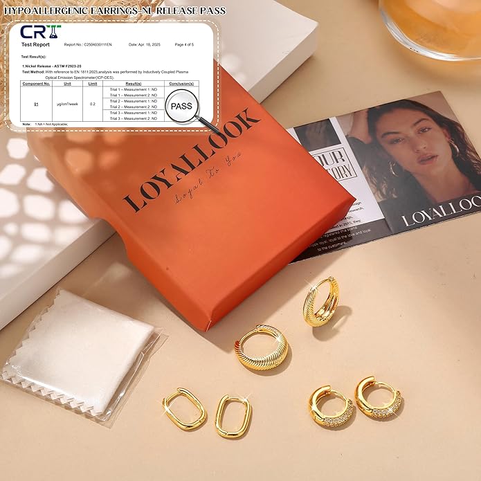 LOYALLOOK 3Pairs Gold Hoop Earrings Set for Women Trendy Huggie Hoop Earrings Stacks for Multiple Piercing 14K Gold Plated Chunky Hoop Earrings Set Hypoallergenic Cartilage Earring Lightweight