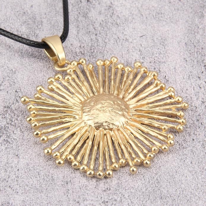 Long Boho Necklaces for Women Vintage Leather Wooden Pendant Y Choker Ethnic Style Gold Circle Hippie Sweater Necklace