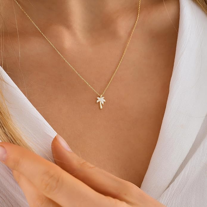 Gold Necklace for Women-14K Gold Plated Bow,Dragon,Shell, Palm Tree, Seahorse, Conch Shell,Sardines, Cowboy Boot,Bat,Bunny Pendant Beachy Jewelry for Women Gifts