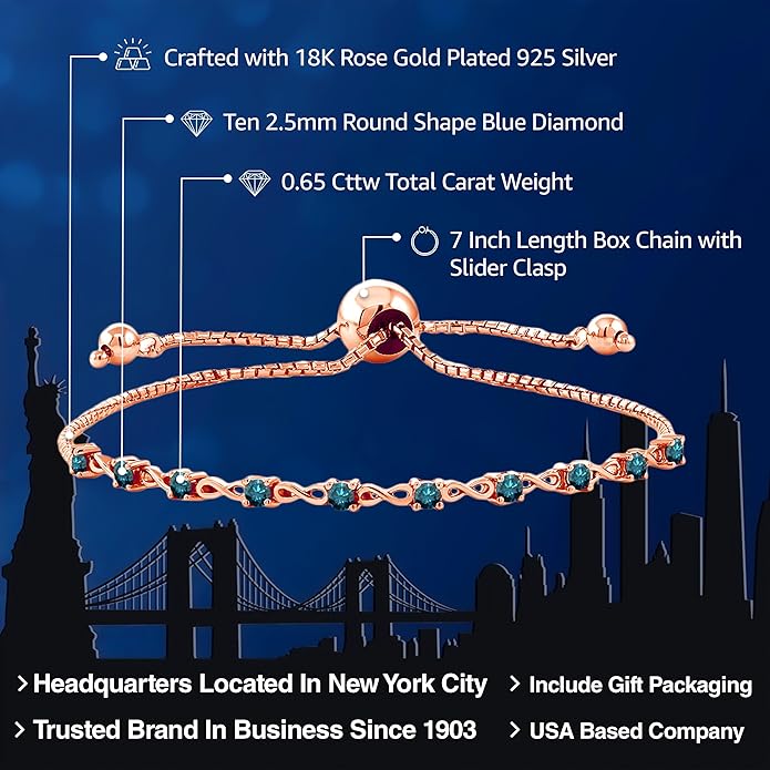 Gem Stone King Round Gemstone Birthstone Tennis Bracelet For Women | 925 Sterling Silver | 2.5MM Round | Fits Up To 9 Inch Wrist | Adjustable Bolo Bracelet For Women | Easy-On Easy-Off