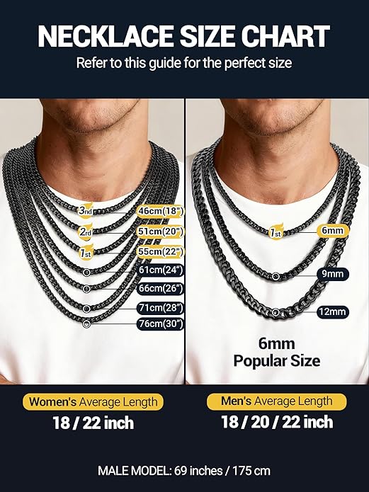 PROSTEEL Miami Cuban Link Chain for Men, 18K Gold/Black/Stainless Steel Necklace,6mm/9mm/12mm Width, Upgrade Clasp & Durable Chain for Mens Womens Jewelry,18"-30",with Gift Box