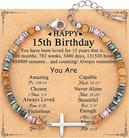 TONY & SANDY Christian Cross Bracelet for Women, Stocking Stuffers for Women, Confirmation Baptism Easter Gifts, Unique Gift for Friends Daughter Mom Sister in Christ on Birthday Christmas