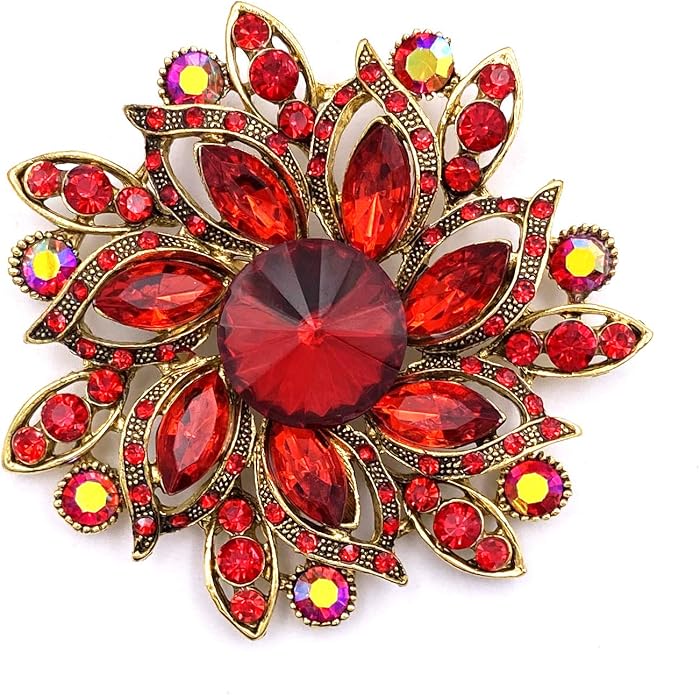 LAXPICOL Vintage Women's Austrian Crystal Elegant Flower Brooch Wedding Broach Pin