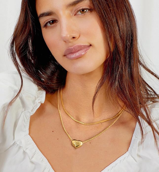 Aobei Pearl 18K Gold Plated Paperclip Chain Choker Satellite Chain Freshwater Cultured Biwa Pearl Pendant Necklace Dainty Jewelry for Women