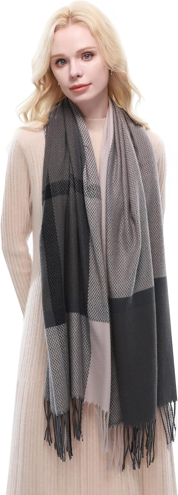 RIIQIICHY Plaid Scarf for Women Fall Winter Pashmina Scarves Wraps for Cold Weather Warm Large