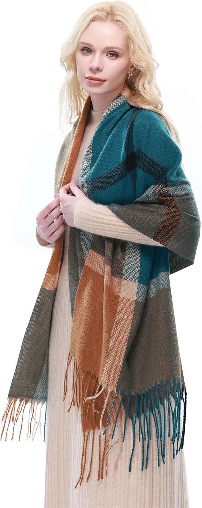 RIIQIICHY Plaid Scarf for Women Fall Winter Pashmina Scarves Wraps for Cold Weather Warm Large
