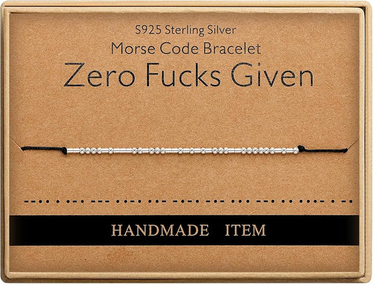 Monily Inspirational Gifts for Women Morse Code Bracelets for Women Funny Bracelet for Friend Funny Gift for Women Sterling Silver Bracelet for Women