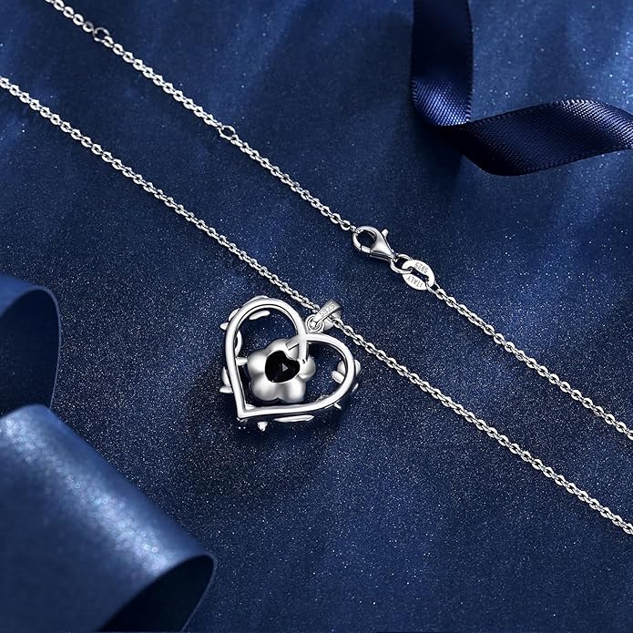 AGVANA April Birthstone Jewelry CZ Necklace for Women Sterling Silver Heart Rose Flower Pendant Necklace Anniversary Birthday Gifts for Women Mom Wife Her
