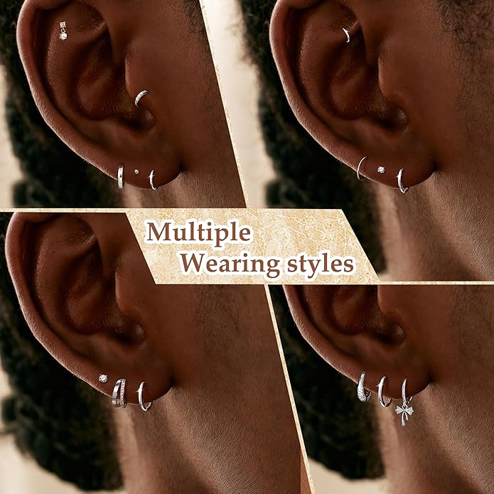 MOODEAR Valentines Day Gifts for Her 925 Sterling Silver Hoop Earrings - Small Huggie Earrings for Women, Hypoallergenic Trendy Cartilage Silver Earrings, Lightweight Jewelry