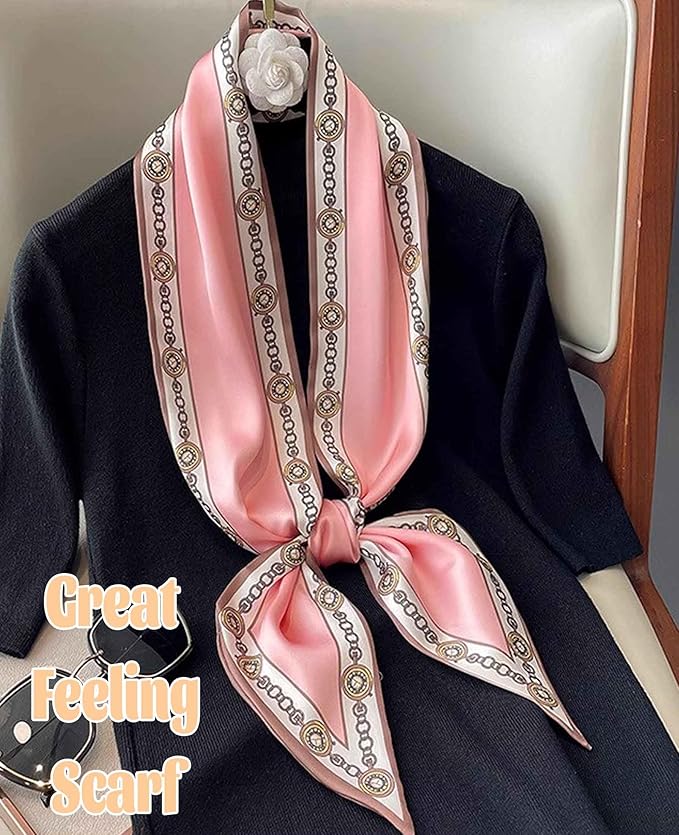 kcctoo 59" Mulberry Silk Like Head Scarf Women's Fashion Square Neck Satin Scarfs for Bag Hair Scarves Gift 59 * 5.9”