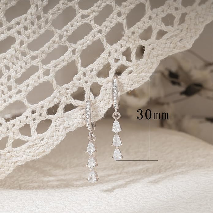 14K Gold Plated Butterfly Dangle Earrings for Women - Dainty, Trendy, Hypoallergenic CZ Drop Earrings - Simple Long Dangling Jewelry