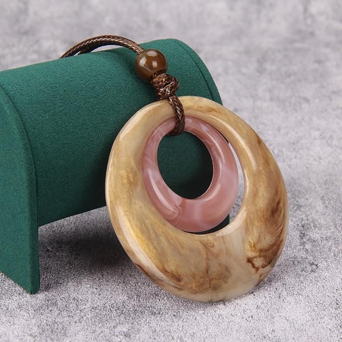Long Boho Necklaces for Women Vintage Leather Wooden Pendant Y Choker Ethnic Style Gold Circle Hippie Sweater Necklace