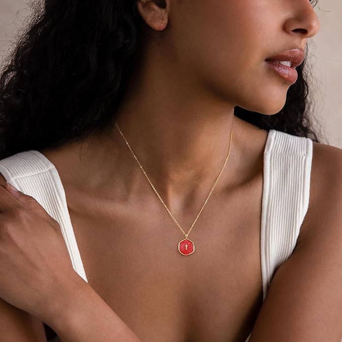 Tewiky Cross Necklace for Women-Dainty Simple 14k Gold Plated Cross Pendant Cute Necklaces for Women Jewelry