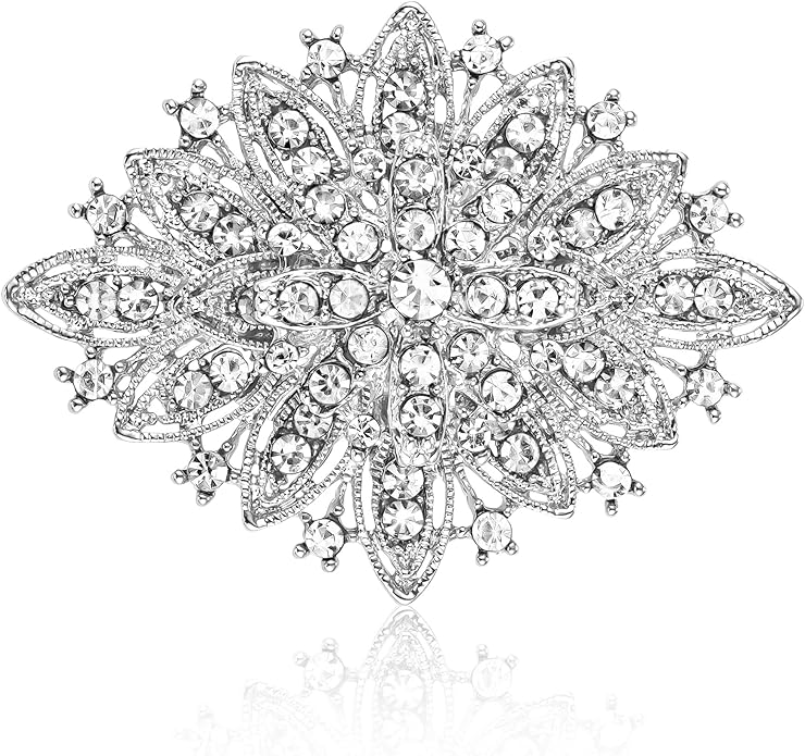 HAISWET Vintage Art Deco Crystal Rhinestone Brooch Pin for Women