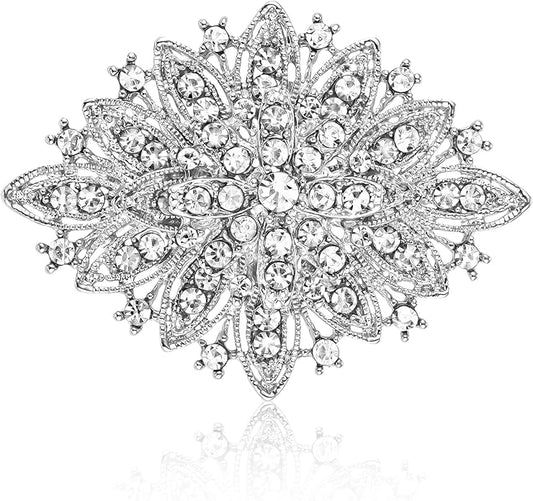 HAISWET Vintage Art Deco Crystal Rhinestone Brooch Pin for Women