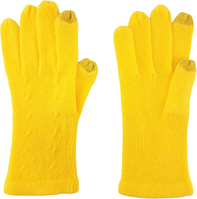 BRUCERIVER Women's Ultra Soft Knit Scarf & Glove Set Touchscreen Function Cable Design