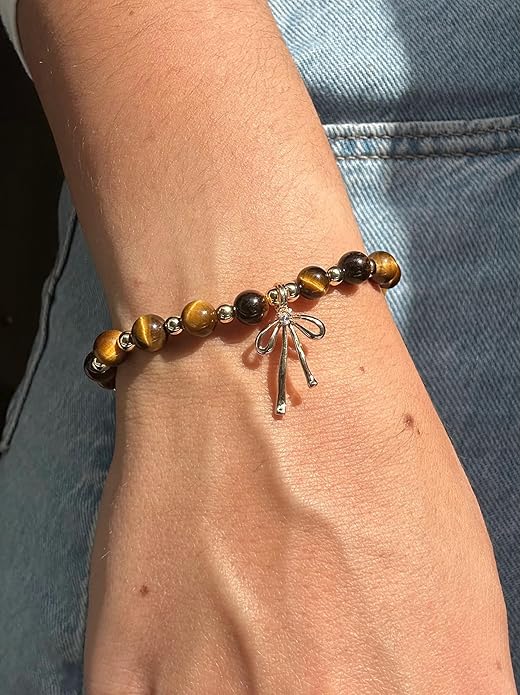 Beads Bow Charm Bracelet for Women Flower Vintage Bracelet Handmade Stretch Beaded Dainty Romantic Jewelry Gifts
