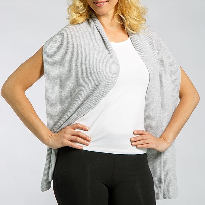 Fishers Finery Women's 100% Cashmere Ribbed Knit Winter Scarf | Black Label Box