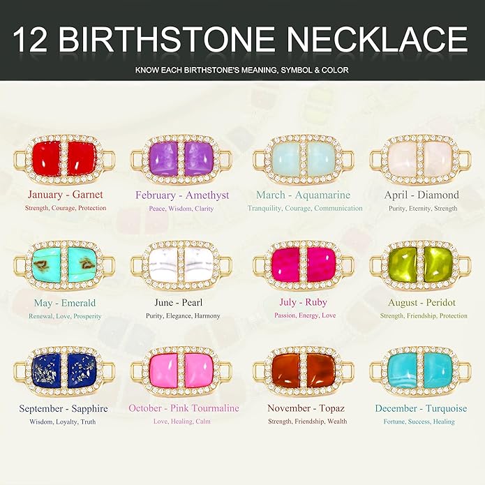 Chunky Necklace for Women 12 Colors Diamond Stone Gold Statement Necklace for Women Full Trendy Blue Birthstone Choker Necklace for Women Square Design Necklace Jewelry