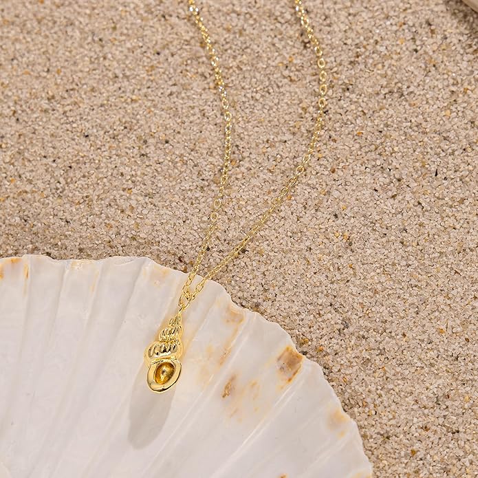 Gold Necklace for Women-14K Gold Plated Bow,Dragon,Shell, Palm Tree, Seahorse, Conch Shell,Sardines, Cowboy Boot,Bat,Bunny Pendant Beachy Jewelry for Women Gifts