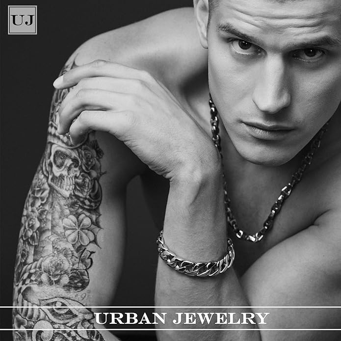 Urban Jewelry Astro Snake 18K Gold plated/Stainless steel Men's Heavy Weight Tungsten Carbide Base Link Necklace Chain