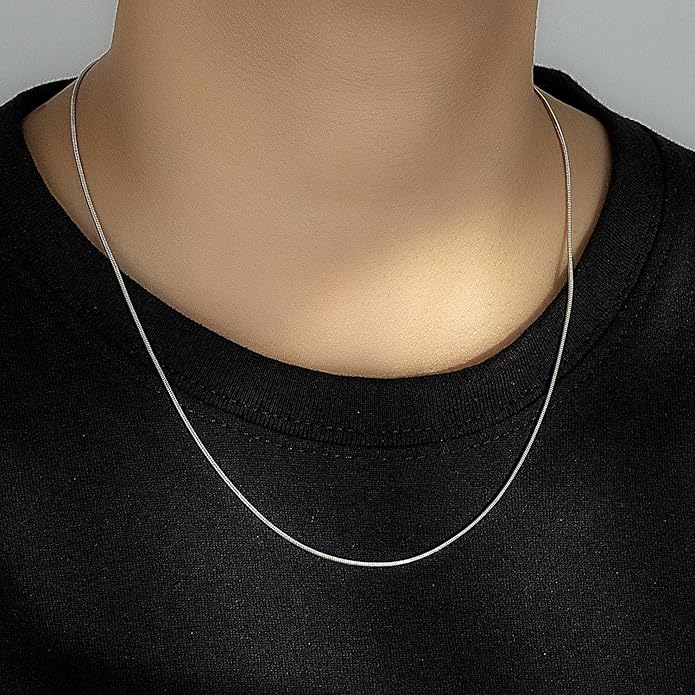 Women 925 Sterling Silver Magic Snake Chain Necklace- Men 1.2MM Solid Snake Chain Flexible Choker 16"-30" Italian Silver 24K Gold Over Jewelry