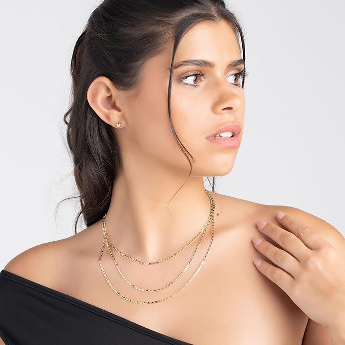 Barzel 18K Gold Plated Mariner Layered Necklace, 16-20 inches, with a 2 inch extension, Layered Necklace for women, High Polish Finish, Made In Brazil