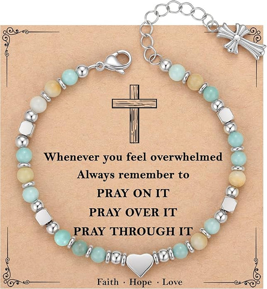 TONY & SANDY Christian Gifts for Women, Religious Cross Bracelet Jewelry, Easter Basket Stuffers for Teens Kids Adults, Faith Confirmation Baptism Christmas Birthday Gifts for Women