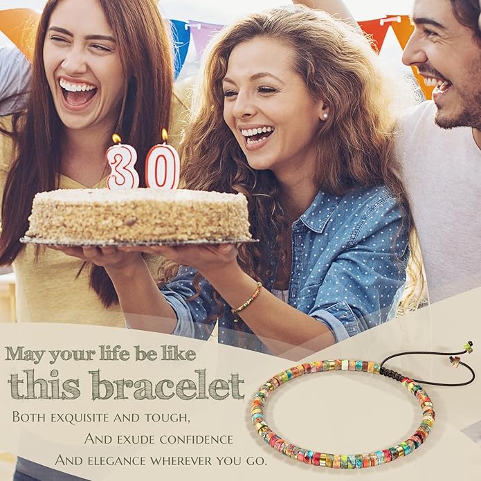 30th 40th 50th 60th 70th 80th Birthday Gifts for Women, Natural Stone Bracelet Birthday Gifts for Mom Daughter Grandma Sister Friends Coworker