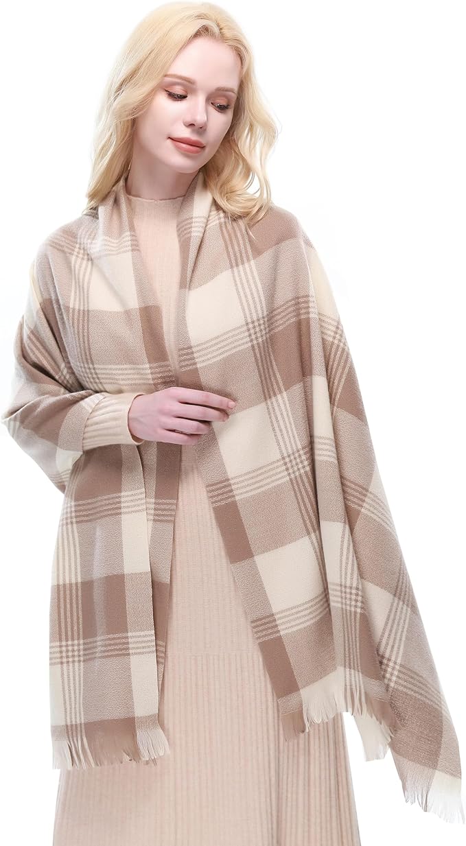 RIIQIICHY Plaid Scarf for Women Fall Winter Pashmina Scarves Wraps for Cold Weather Warm Large