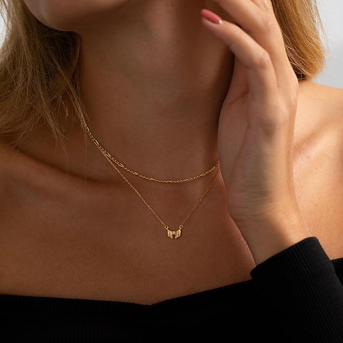 Gold Necklace for Women-14K Gold Plated Bow,Dragon,Shell, Palm Tree, Seahorse, Conch Shell,Sardines, Cowboy Boot,Bat,Bunny Pendant Beachy Jewelry for Women Gifts