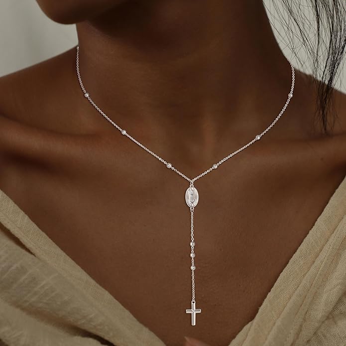 CHESKY Lariat Gold Necklace for Women Trendy, Dainty Long Necklace 14k Gold Plated/Silver Y-Shaped Pendant Necklace Layered Cz Beaded Chain Drop Necklaces Simple Gold Jewelry For Women Gift