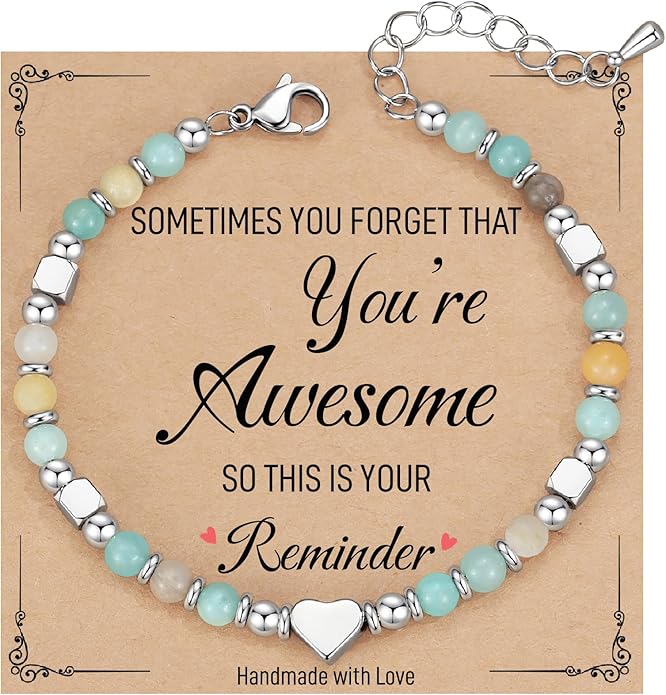 TONY & SANDY Tiny Beaded Bracelets for Women, Sometimes You Forget You're Awesome Gift, Unique Stocking Stuffers for Women, Mom, Daughter, Wife, Coworker, Best Friend, Bestie, Granddaughter